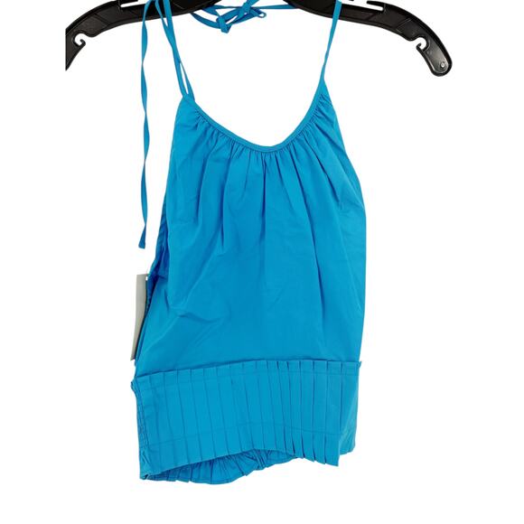 RAMY BROOK Top NEW Size S Charlie Halter Tropical Blue $245 Pleated - Picture 4 of 5